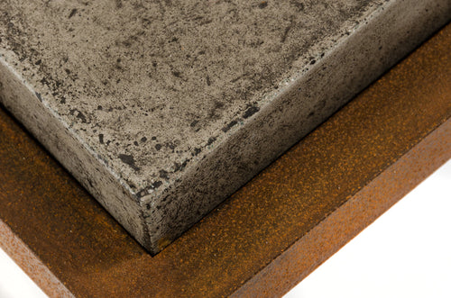 Table basse carrée en béton et métal, style contemporain