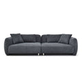 Canapé 3 places noir style Mid-Century en tissu effet peluche, 4 coussins