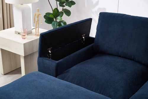 Canapé modulable en U bleu foncé avec 2 poufs