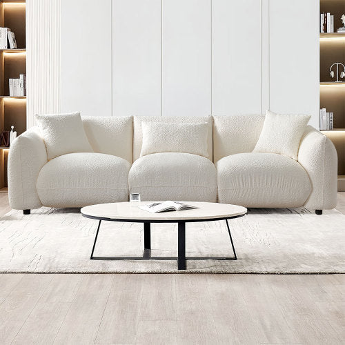 Canapé 3 places beige en bouclé, style moderne