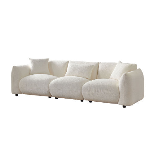 Canapé 3 places beige en bouclé, style moderne