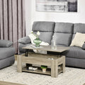 Table basse HOMCOM grise relevable avec rangement caché et étagère ouverte
