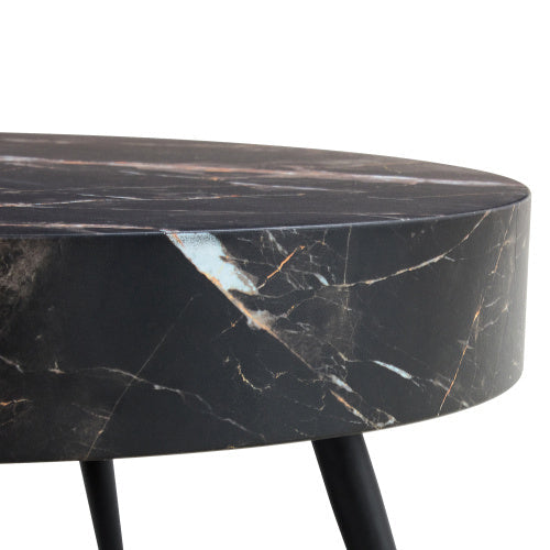 Table basse ronde LuxeHome™ effet marbre noir avec pieds réglables