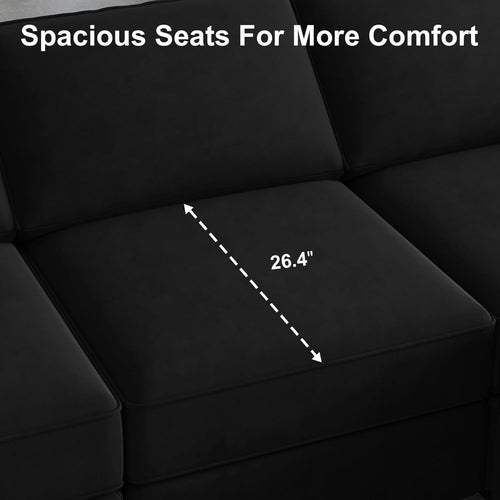 Canapé d’angle modulable en velours avec méridienne
