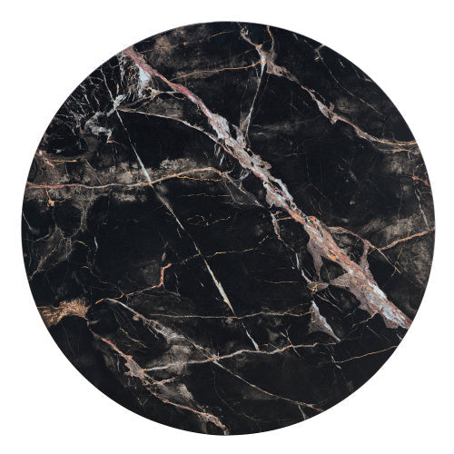 Table basse ronde LuxeHome™ effet marbre noir avec pieds réglables