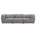 Canapé 3 places gris en tissu teddy à assise profonde