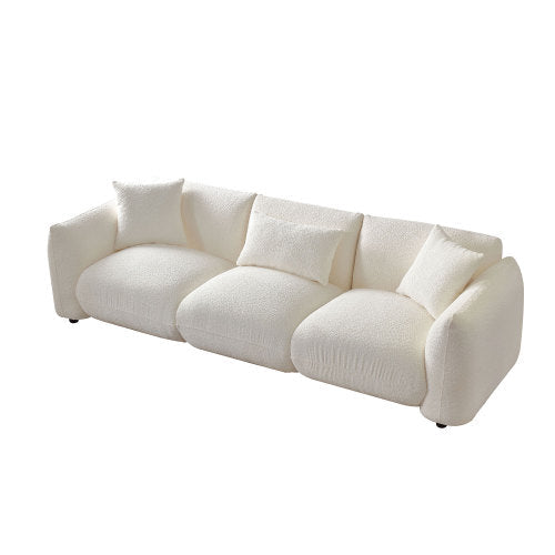 Canapé 3 places beige en bouclé, style moderne