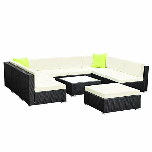 Gardeon – Salon de jardin 10 pièces en résine tressée avec coussins