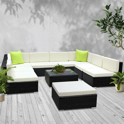 Gardeon – Salon de jardin 10 pièces en résine tressée avec coussins