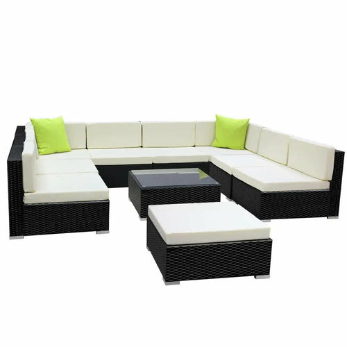 Gardeon – Salon de jardin 10 pièces en résine tressée avec coussins