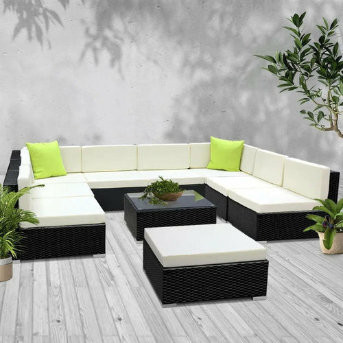 Gardeon – Salon de jardin 10 pièces en résine tressée avec coussins