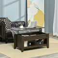 Table basse HOMCOM relevable avec rangement caché et étagères ouvertes