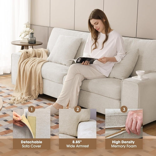 Canapé inclinable beige en chenille pour le salon
