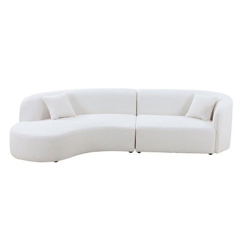 Canapé d’angle courbe avec méridienne gauche, 2 pièces, bouclé beige
