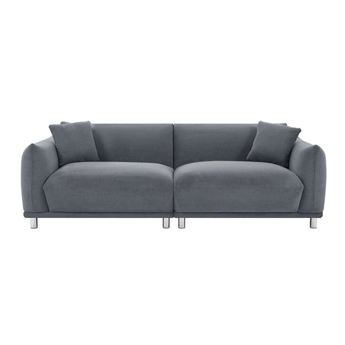 Canapé 2 places gris foncé à assise profonde, 2 coussins