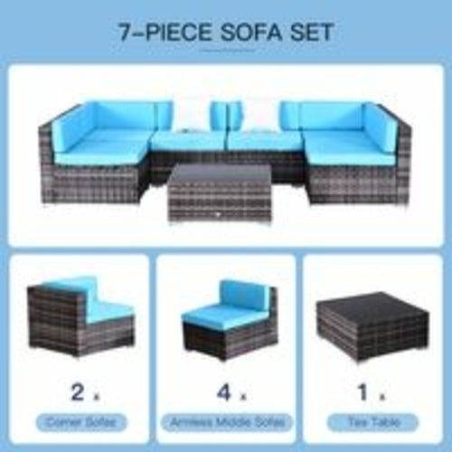 Outsunny – Salon de jardin 7 pièces en rotin