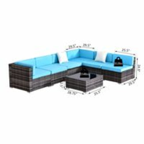 Outsunny – Salon de jardin 7 pièces en rotin