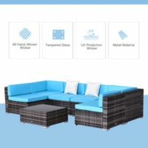 Outsunny – Salon de jardin 7 pièces en rotin