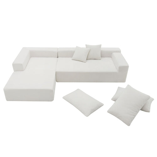 Canapé d’angle modulable en chenille avec méridienne séparable