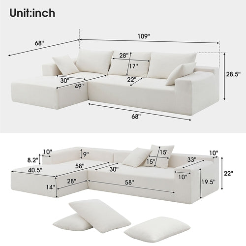 Canapé d’angle modulable en chenille avec méridienne séparable