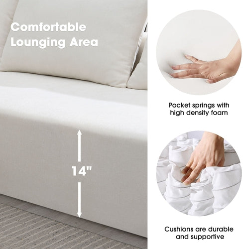 Canapé d’angle modulable en chenille avec méridienne séparable