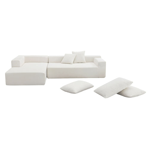 Canapé d’angle modulable en chenille avec méridienne séparable