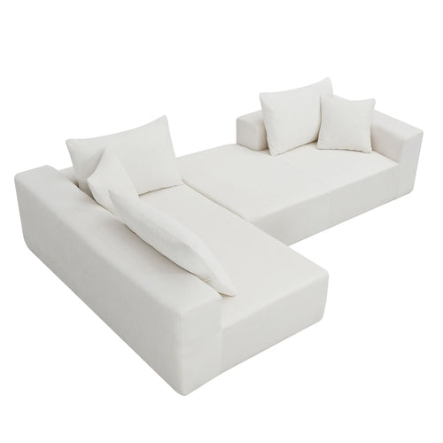 Canapé d’angle modulable en chenille avec méridienne séparable