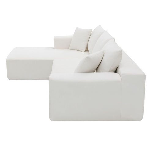 Canapé d’angle modulable en chenille avec méridienne séparable