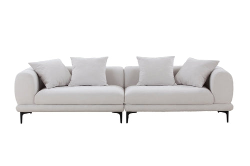 Canapé 4 places beige en tissu style Mid-Century