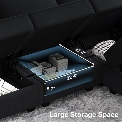 Canapé d’angle modulable en velours avec méridienne